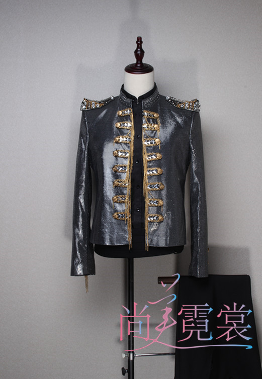 男士亮片演出服酒吧夜店DJ舞台主持人歌手翻片服北京出租租赁