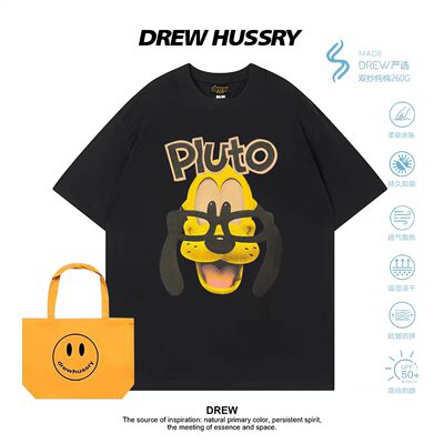 Drew卡通狗狗印花纯棉短袖T恤男