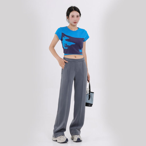 lulu同款Softstreme 雾面兰莫代尔砂洗中缝中腰直筒长裤女无logo