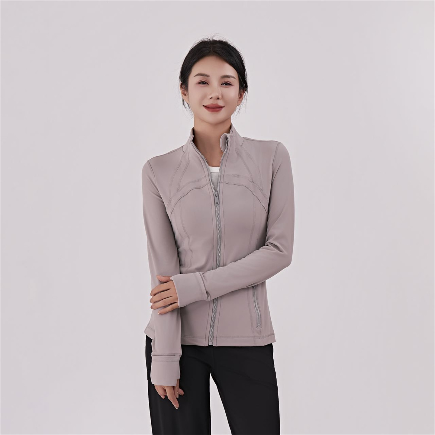 LuLu同款Define修身瑜伽立领上衣女士运动收腰紧身夹克外套无logo