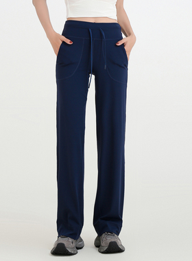 LuLu同款Throwback女士运动长裤休闲瑜伽高腰直筒健身裤无logo