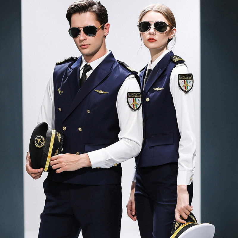 酒店工作服马甲套装酒吧ktv服务员 空姐空少制服男女同款长袖秋装