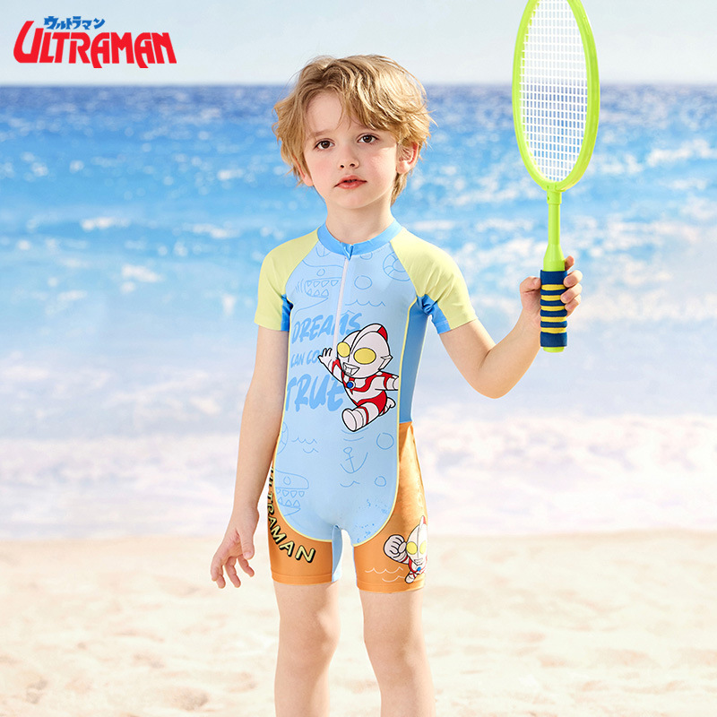 经典奥特曼儿童泳衣男童2025新款男孩中大童连体防晒速干专业