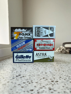 吉列黑七Personna红羽毛绿a超级铱金剃须刀片体验包