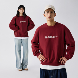 BENPANDA春加厚连帽卫衣重磅圆领加绒红色男款情侣长袖秋冬节过年