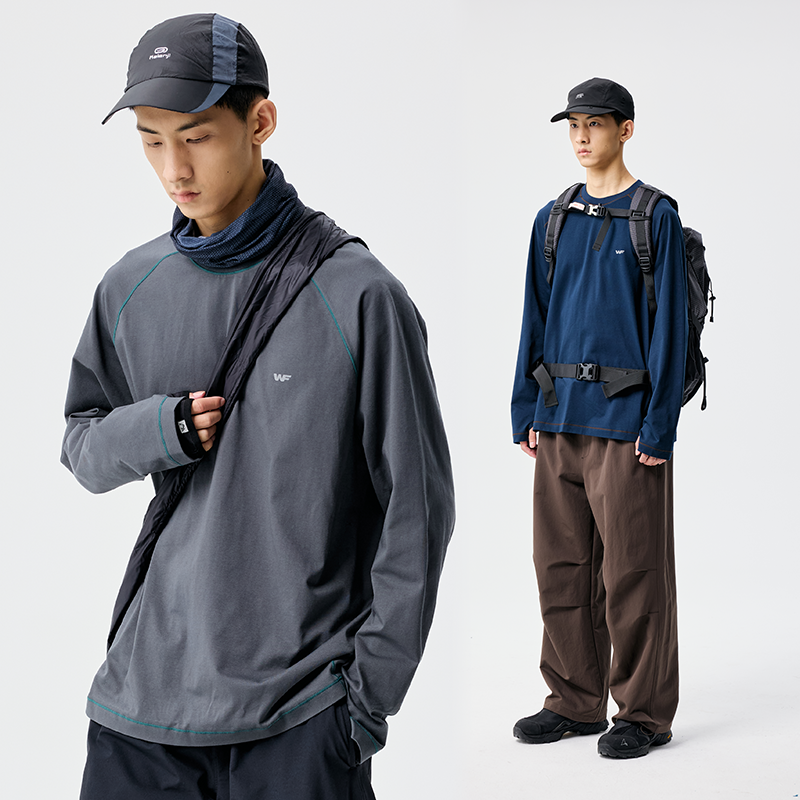 BENPANDA 索罗那凉感速干长袖T恤男撞色车线反光印花圆领休闲上衣