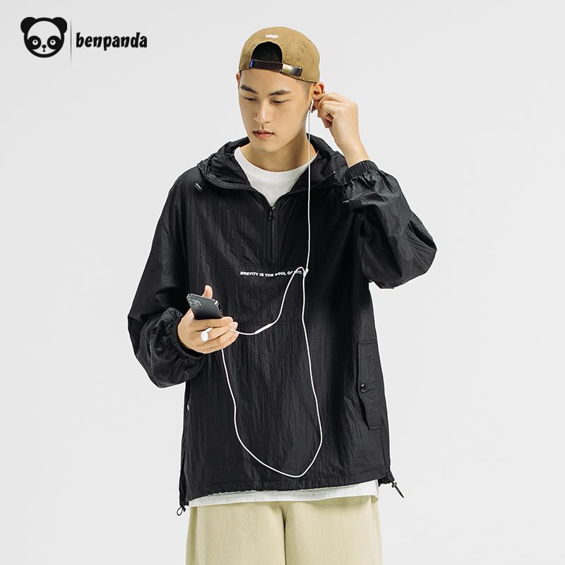BENPANDA熊猫本薄款防晒衣UPF50夏季连帽宽松轻薄夹克休闲外套男