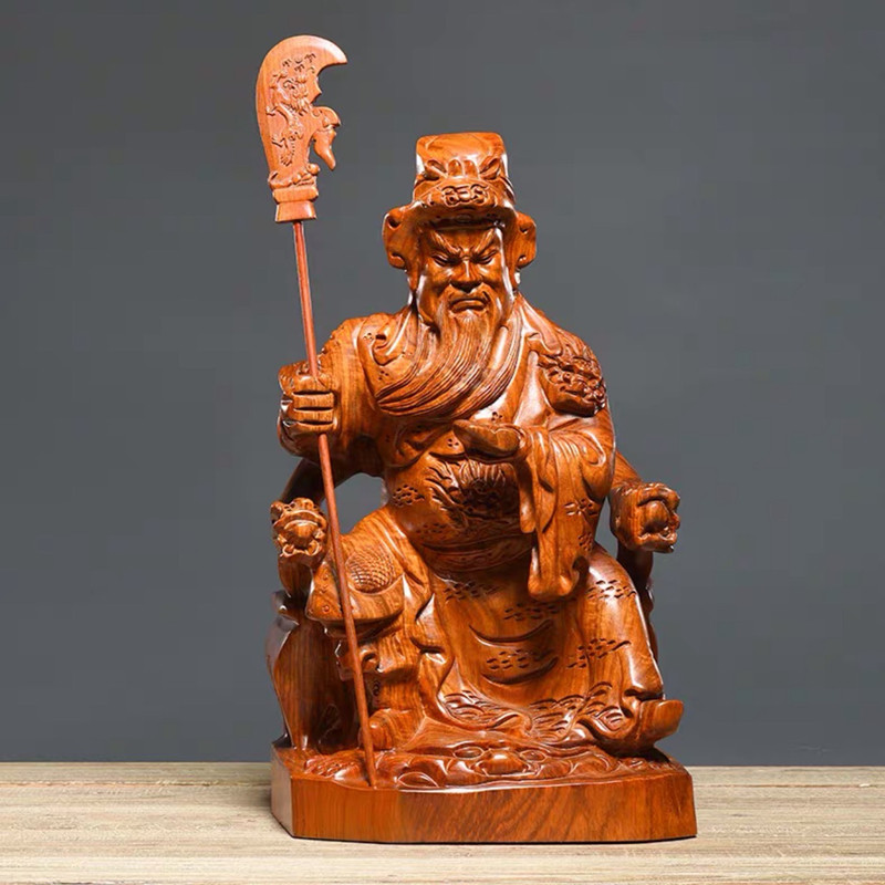 花梨木雕关公摆件木质大刀关羽佛像供奉武财神关二爷摆设开业送礼