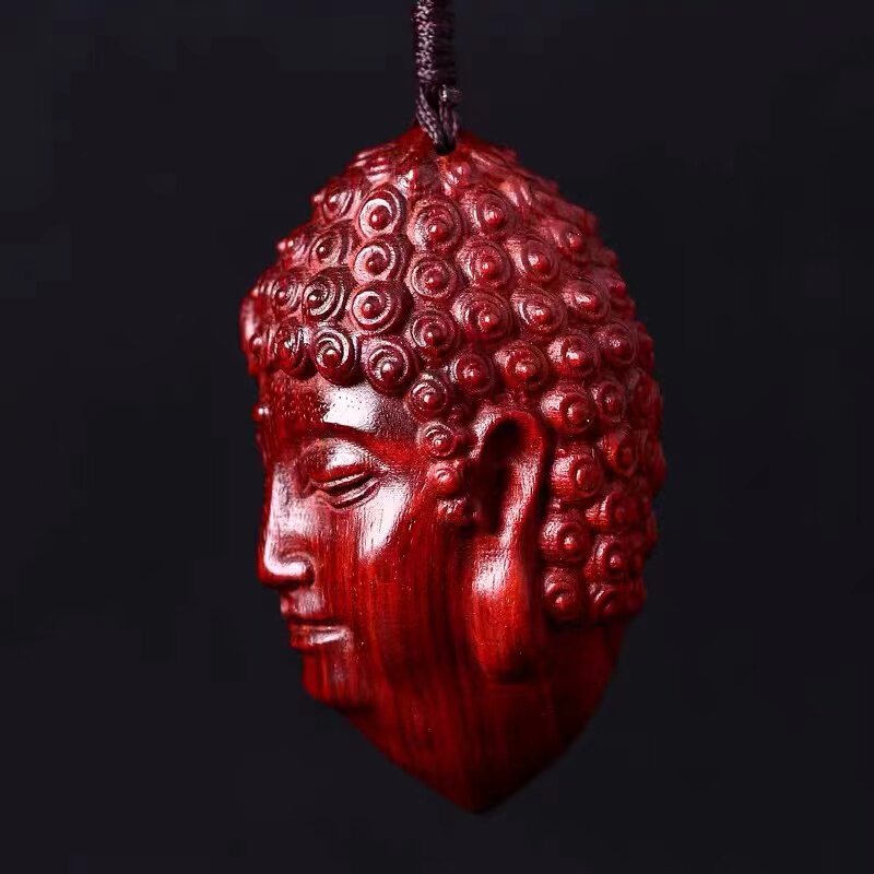 小叶紫檀一念之间佛头手把件文玩佛魔吊坠男士随身车钥匙挂件把玩