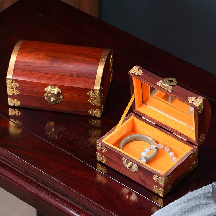 老挝大红酸枝首饰盒红木中式复古珠宝箱木实质收纳盒珠宝盒百宝箱