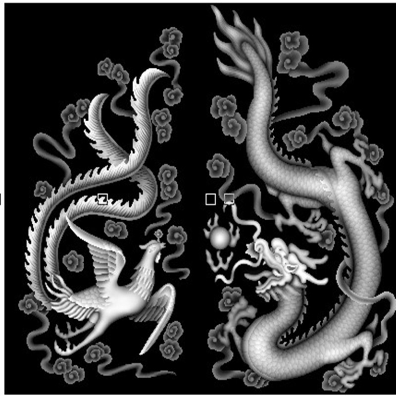 龙凤浮雕灰度图精雕JDP图家具雕刻实木雕刻图高清浮雕实木配件图