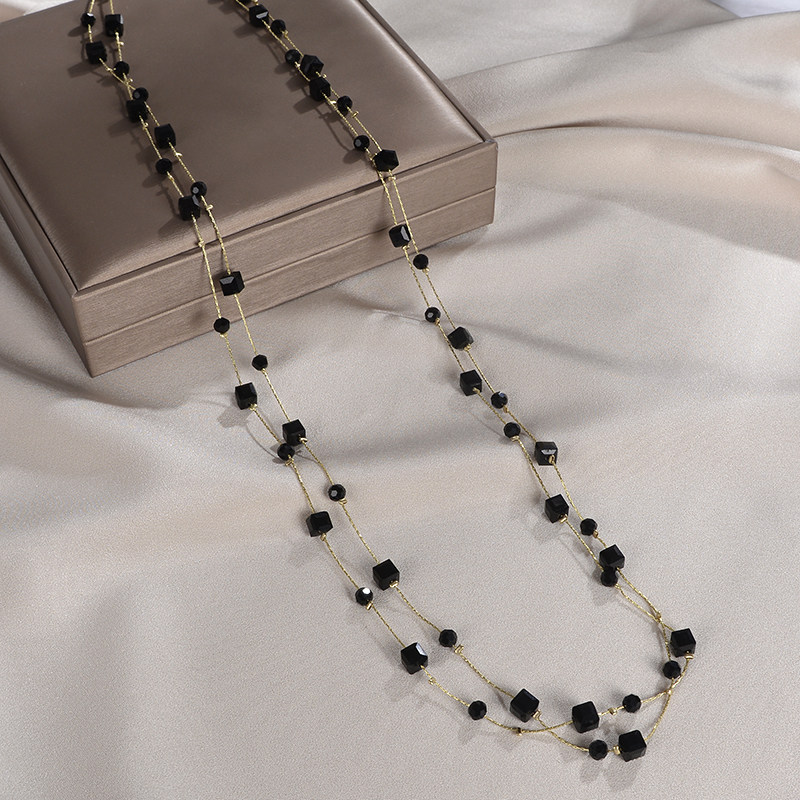 2025年新款潮多层长款水晶毛衣链韩版气质秋冬百搭项链女时尚配饰