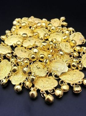 厂家金色银色长命富贵锁儿童宝宝如意铃铛锁镀金镀银平安吊坠