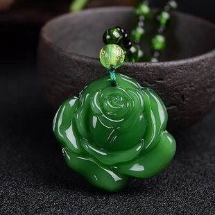 仿碧绿色玫瑰莲花弥勒佛吊坠女项链男貔貅毛衣链长命锁平安扣