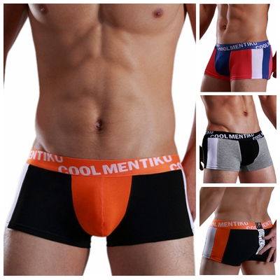 梯酷纯棉时尚拼色性感低腰男平角