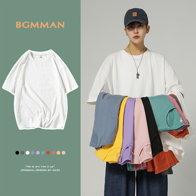 日系大码纯色打底衫圆领短袖