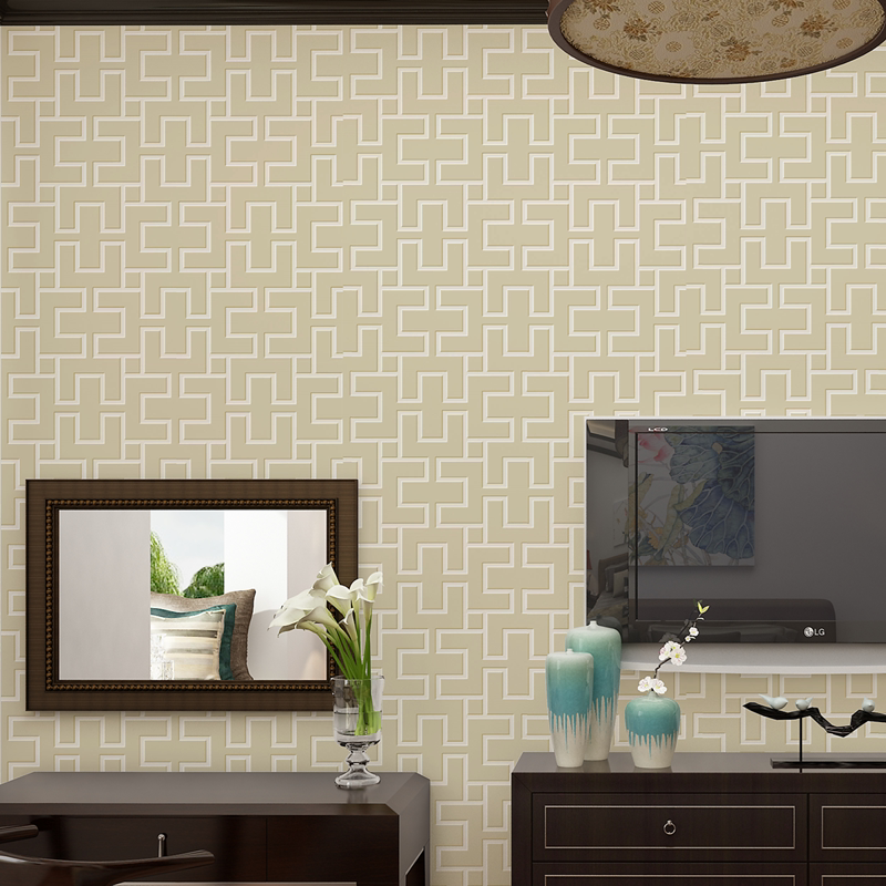 万字格墙纸 新中式格子无纺布壁纸 现代简约轻奢无缝壁布墙布自粘
