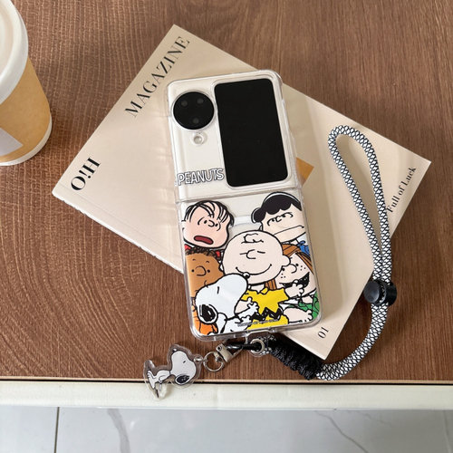 韩国ins卡通史努比适用华为puraX手机壳pocket2折叠屏OPPOFindN3Flip磁吸摩托罗拉R60/R50支架小米MIXFlip2套