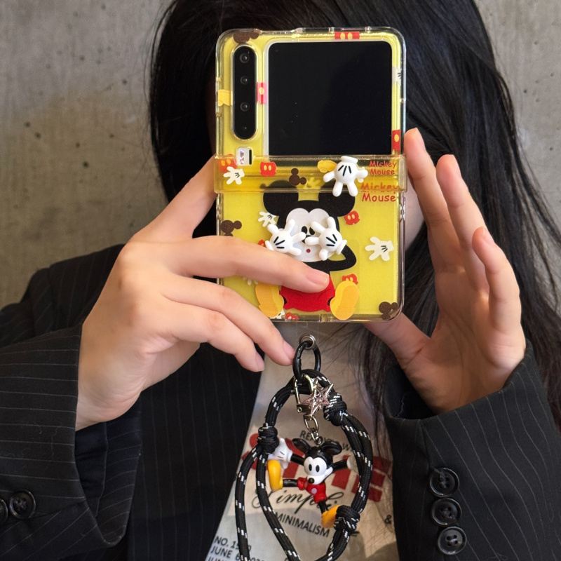 ins韩风卡通立体米奇适用华为puraX手机壳pocket2小米MIXFlip折叠屏OPPOFindN3Flip荣耀MagicV三星Zflip765套