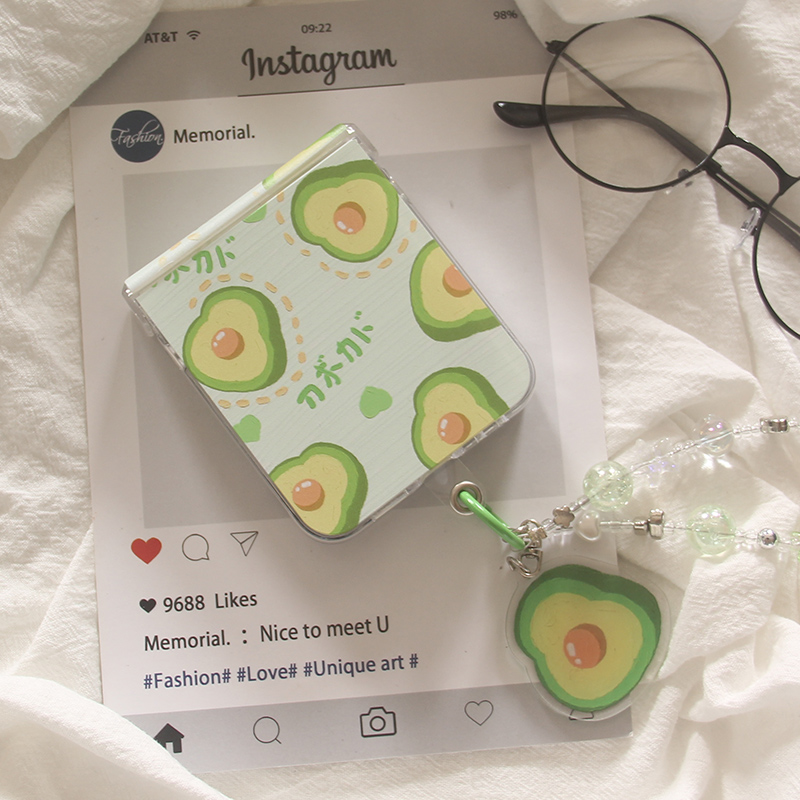 适用华为puraX手机壳Pocket2小清新简约牛油果OPPOFindN3Flip摩托罗拉Razr60Ultra/r50折叠屏小米mixflip套女