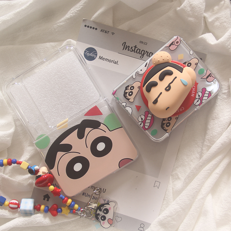 日韩卡通蜡笔小新适用OPPOFindN3Flip华为puraX手机壳Pocket2摩托罗拉Razr60R50折叠屏小米MIXFlip磁吸支架套