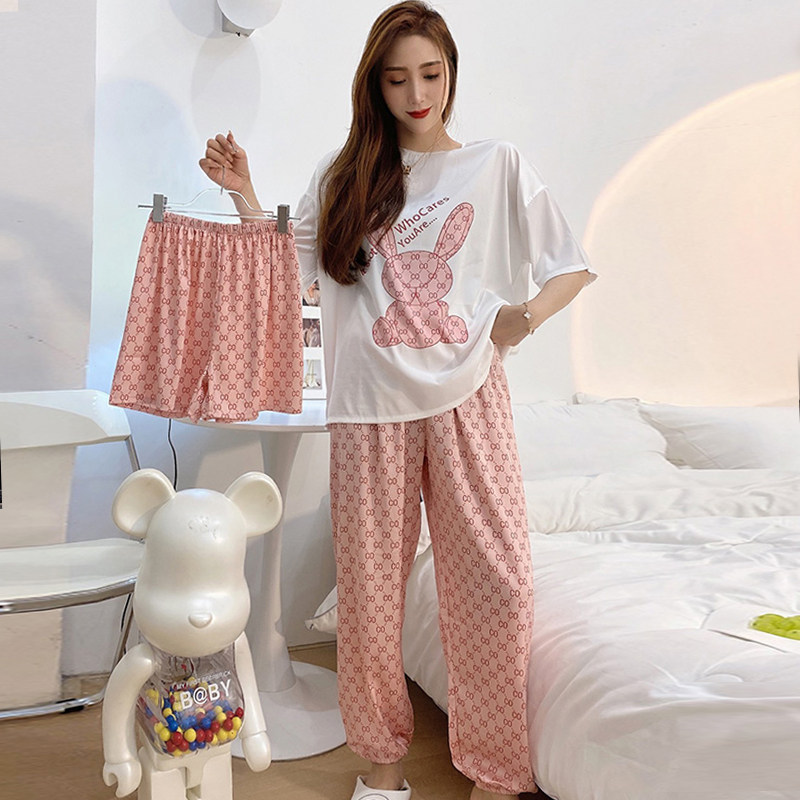 2025新款时尚洋气兔子三件套装家居服女春夏季薄款可外穿冰丝睡衣,女士内衣/男士内衣/家居服,睡衣/家居服套装,淘宝优惠券,粉丝福利购,淘宝优惠卷