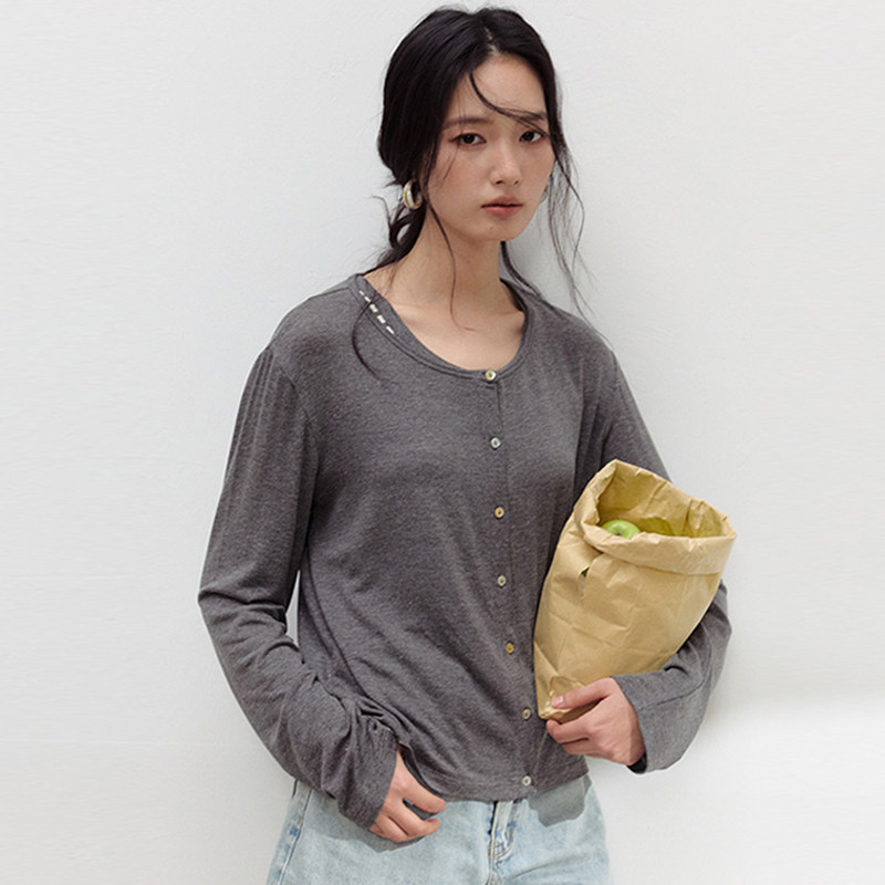 早春季天丝亚麻薄款针织衫外搭女图片