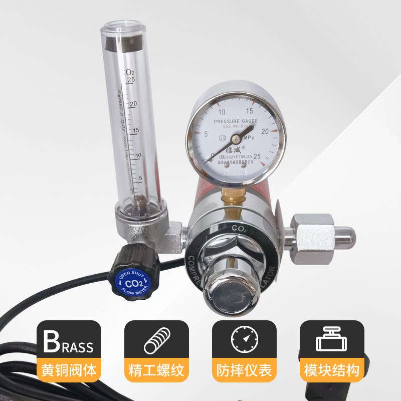 电加热二氧化碳减压器YQC-5压力表