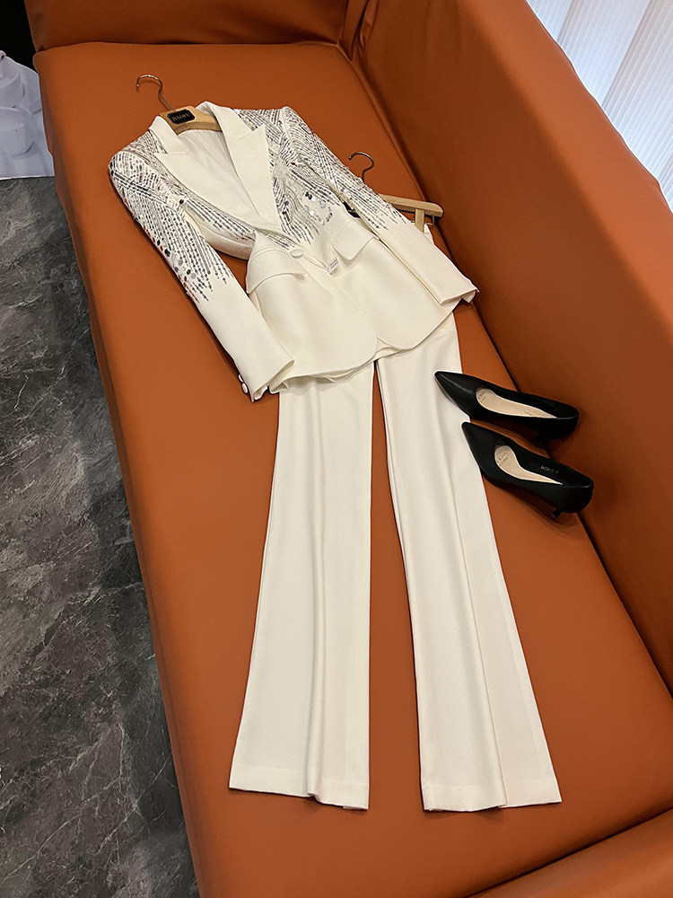 유럽의 하이 엔드 라이트 럭셔리 헤비 듀티 페르시 수 놓은 스팽글 정장 바지 정장 여성 2 피스 세트 A22488