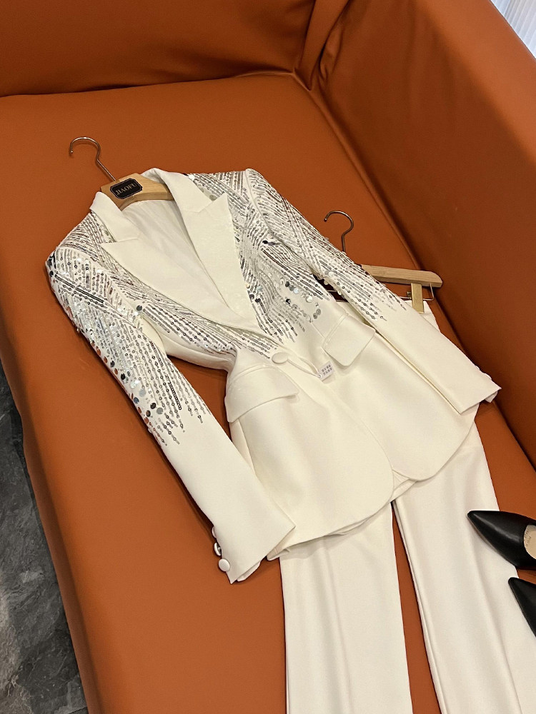 유럽의 하이 엔드 라이트 럭셔리 헤비 듀티 페르시 수 놓은 스팽글 정장 바지 정장 여성 2 피스 세트 A22488