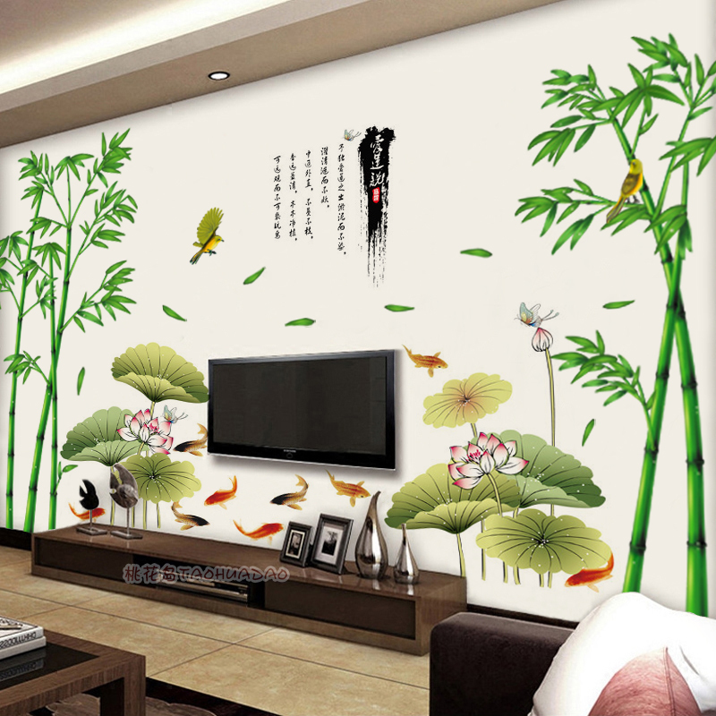 中国风创意墙贴纸贴画客厅沙发电视背景墙壁纸自粘卧室装饰品贴纸图片