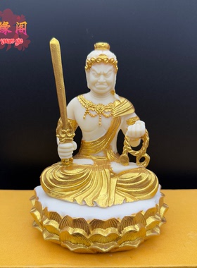 象牙果不动明王摆件莲花底座生肖鸡守护神大黑天家居工艺品保平安