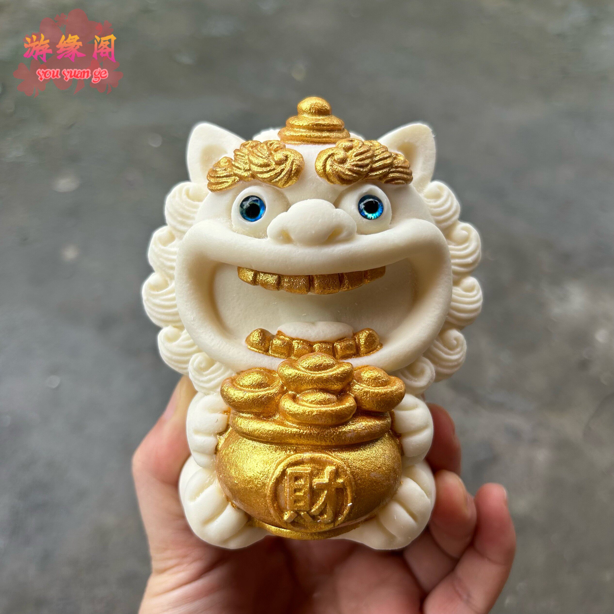 象牙果风狮爷摆件办公室桌面瑞兽小狮子造景装饰桌面文玩工艺品