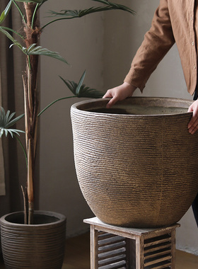 大号落地花盆复古做旧客厅阳台户外庭院绿植盆柠檬树盆栽花器北欧