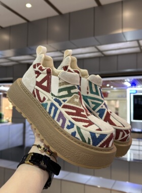 夏威夷风格切尔西短靴民族风花布网红炸街老爹鞋痞帅丑萌大头男鞋