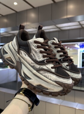 黑武士复古擦色厚底外增高老爹鞋男透气耐磨运动休闲百搭网红潮鞋