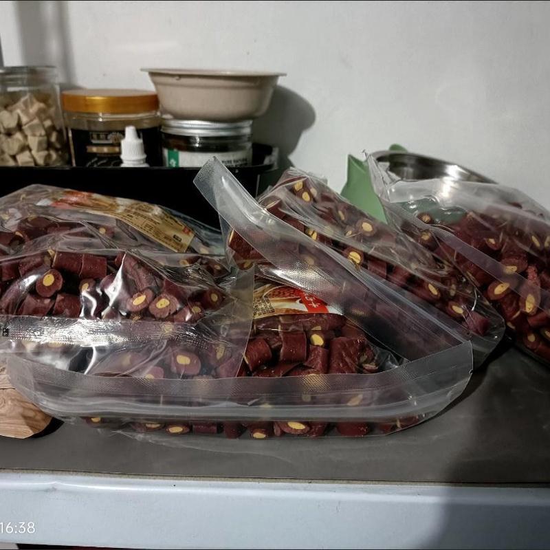 狗狗零食牛肉蛋黄粒夹心 宠物奖励牛肉粒500G磨牙棒
