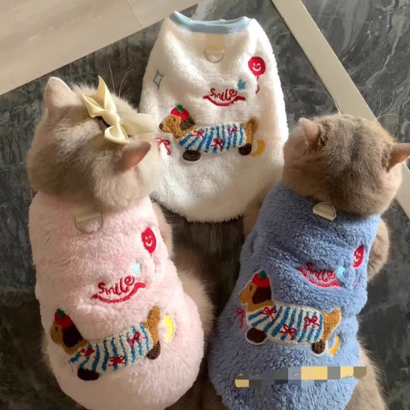 宠物猫咪衣服狗狗秋冬款毛绒加绒保暖可爱腊肠狗背心棉衣