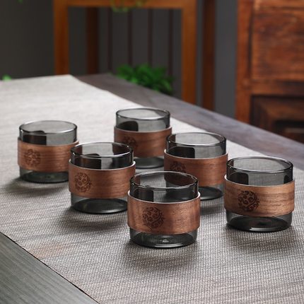 耐热玻璃品茗杯品杯主人杯家用办公茶具小茶杯咖啡杯透明茶道加厚