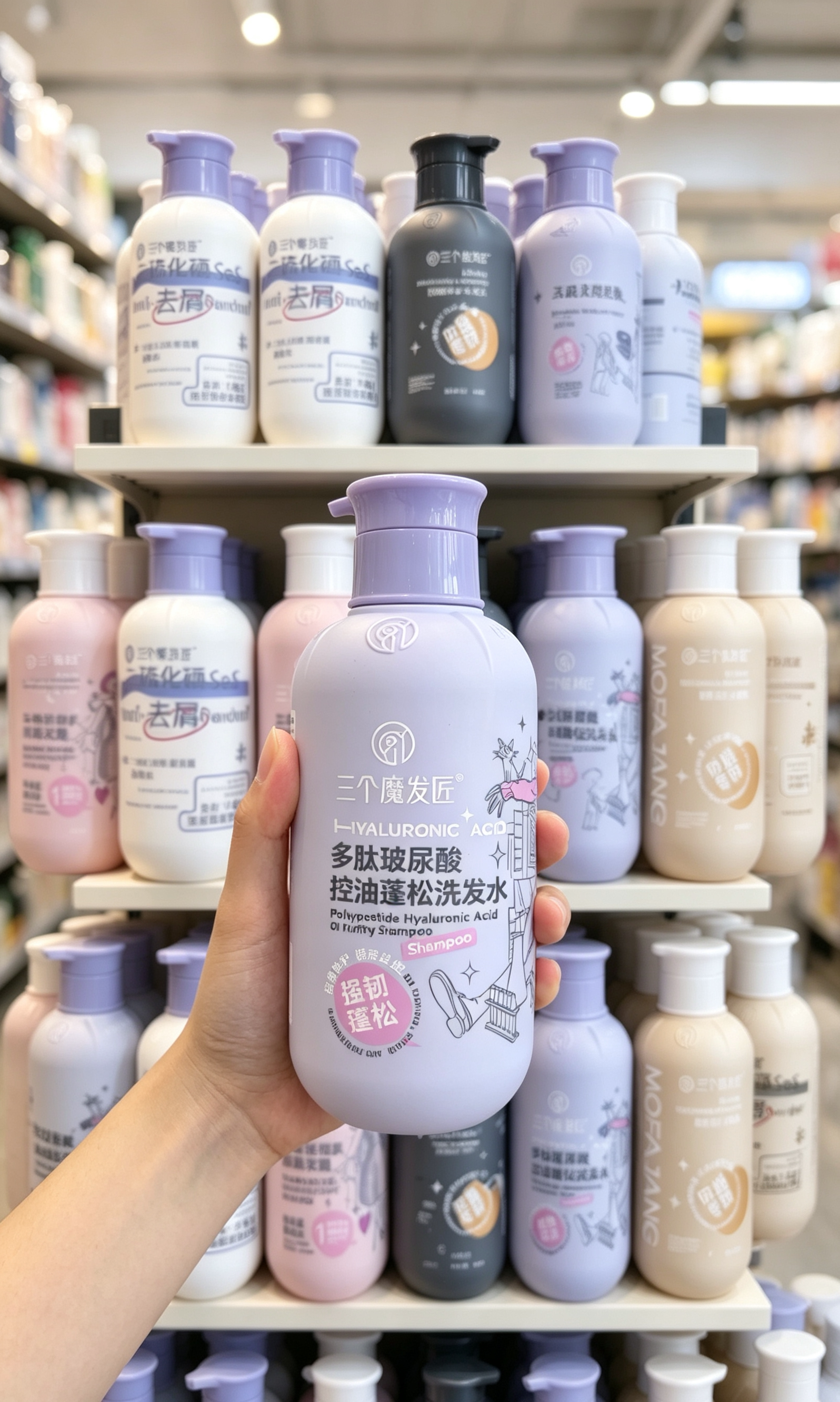 新效期!三个魔发匠玻尿酸控油蓬松洗发水深层清洁顺滑去屑洗发露
