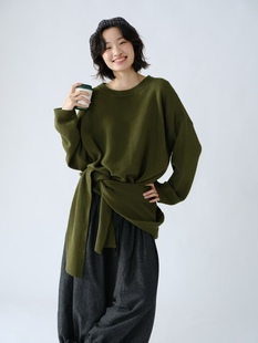 女装2025秋冬新毛衣35677休闲文艺日系宽松百搭套头圆领带帽围巾