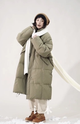 正品2025秋冬新羽绒服33910休闲文艺简约翻领中长款羽绒外套