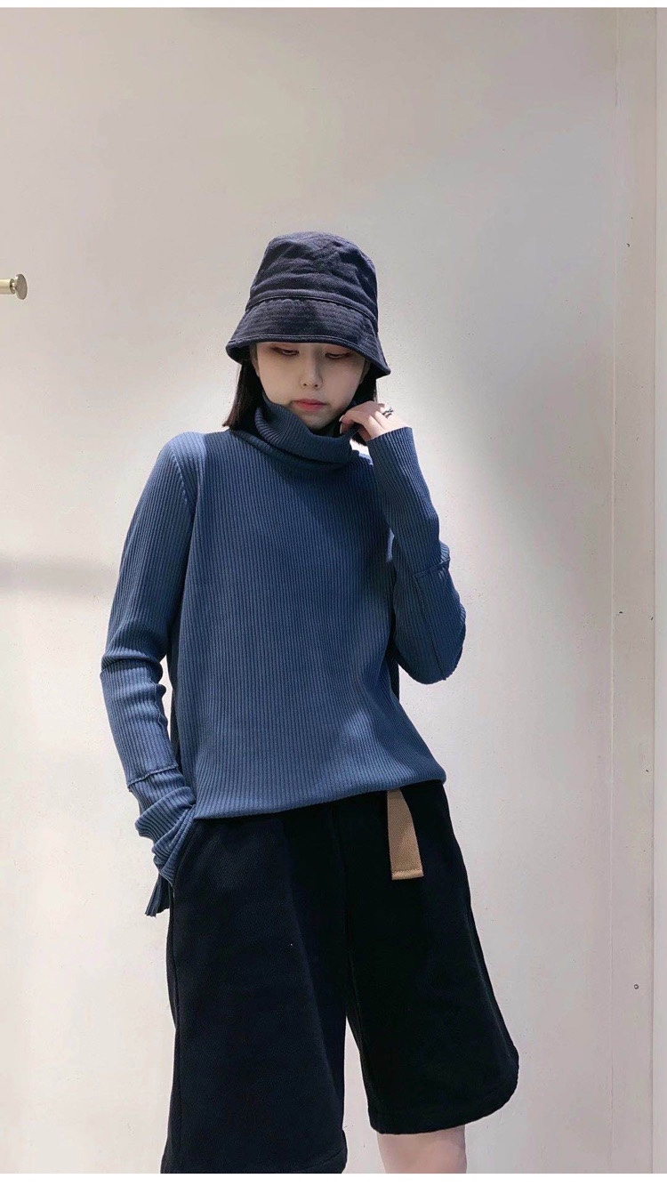 初唯讠木2025秋冬新打底衫32392休闲文艺高领百搭棉线针织衫女