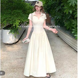 A女夏薄款 喜儿拼接长裙 休闲感桃连衣裙字裙子慵懒设计9012LUU短袖