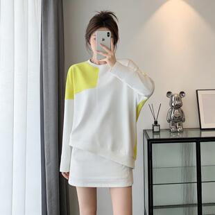网红黄白现货少女 卫衣拼接短裤 两件套氧气学院8088风运动爆款 套装