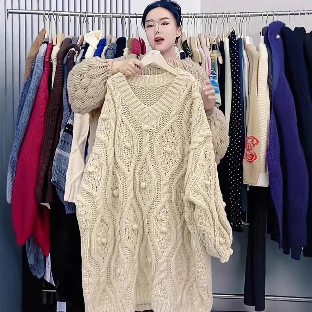 穿搭宽松港味中长款2025加厚上衣慵懒毛衣新款复古春季麻花风韩版