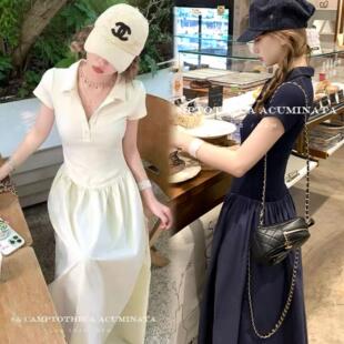 感喜儿短袖 拼接桃设计 9012LUU字A休闲长裙慵懒裙子连衣裙女夏薄款