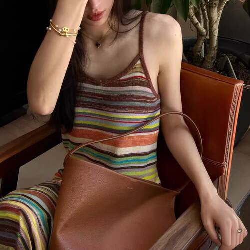 DIONK彩虹度假吊带裙风垂