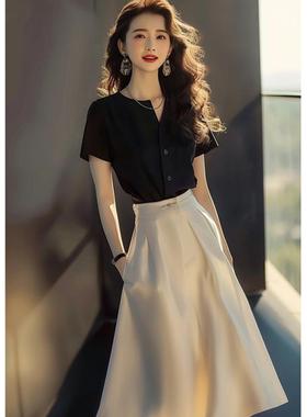 衬衫夏季套装黑色今年气质高级60608新款感流行2025轻奢漂亮裙女