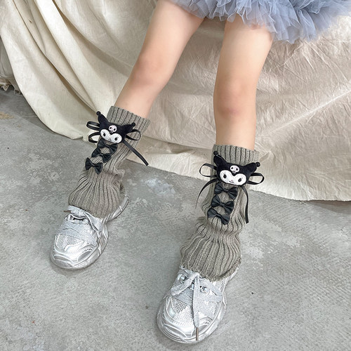 儿童库洛米袜子蝴蝶结堆堆袜春夏针织女童袜子保暖多巴胺小腿袜套
